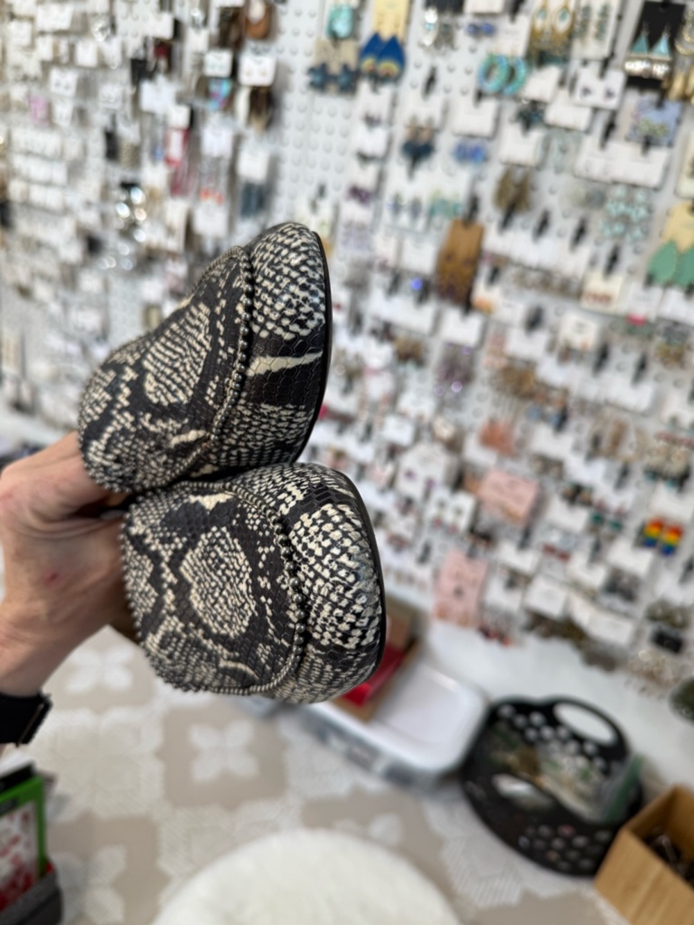 Harper Black & White Snake-Print Slip-On Loafers - Picture 9 of 10